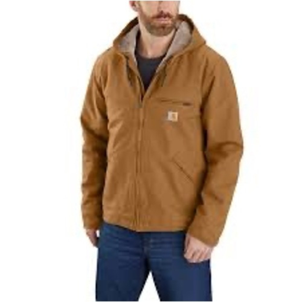Carhartt Mens Sandstone Sierra Jacket Sherpa Lined Hooded Brown J141 BRN Medium